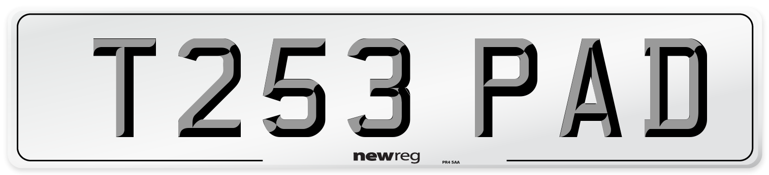 T253 PAD Number Plate from New Reg